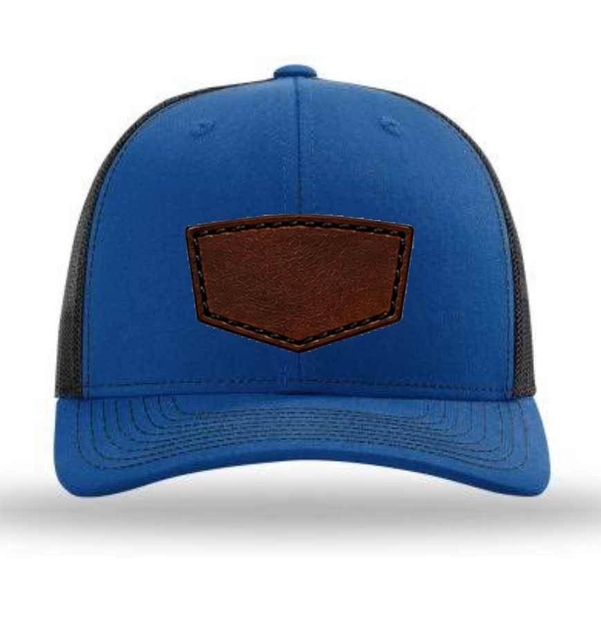 Royal Blue/ Black Richardson Leather Patch Trucker Hat