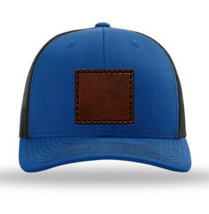 Royal Blue/ Black Richardson Leather Patch Trucker Hat