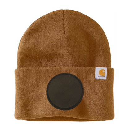 Brown Carhartt Leather Patch Beanie