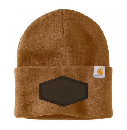 Brown Carhartt Leather Patch Beanie