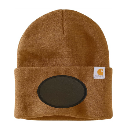 Brown Carhartt Leather Patch Beanie