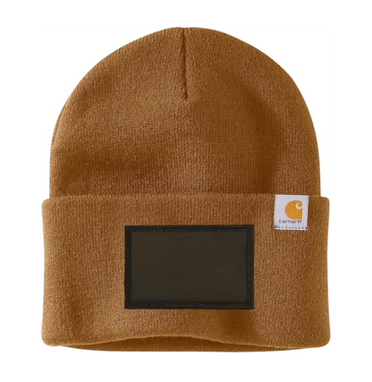 Brown Carhartt Leather Patch Beanie