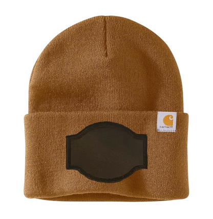 Brown Carhartt Leather Patch Beanie