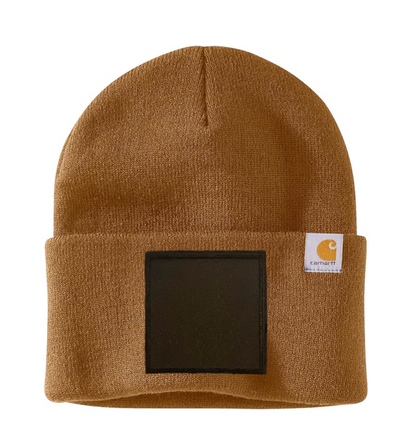 Brown Carhartt Leather Patch Beanie