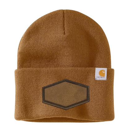 Brown Carhartt Leather Patch Beanie