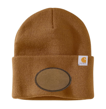 Brown Carhartt Leather Patch Beanie