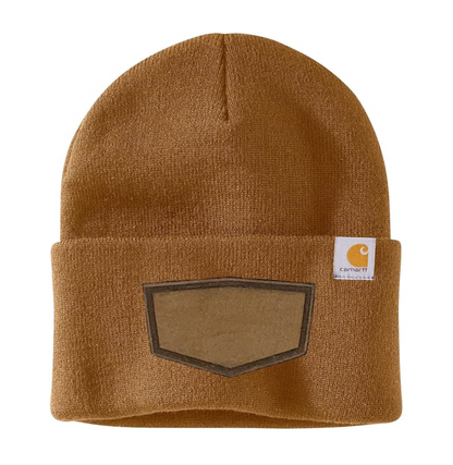 Brown Carhartt Leather Patch Beanie