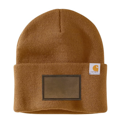 Brown Carhartt Leather Patch Beanie