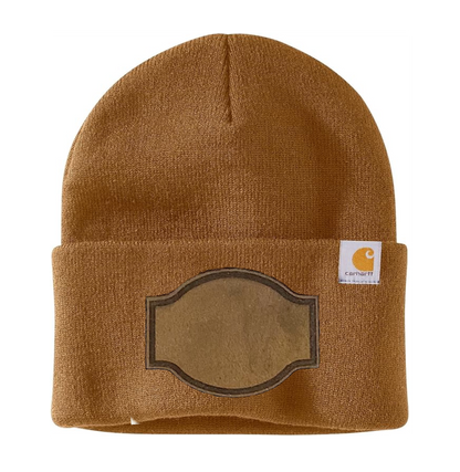 Brown Carhartt Leather Patch Beanie
