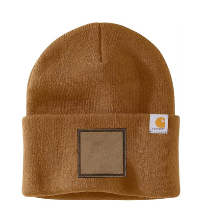Brown Carhartt Leather Patch Beanie