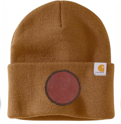 Brown Carhartt Leather Patch Beanie