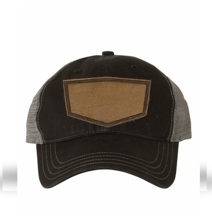 Black/ Charcoal Richardson Leather Patch Soft Cap