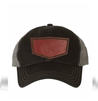 Black/ Charcoal Richardson Leather Patch Soft Cap