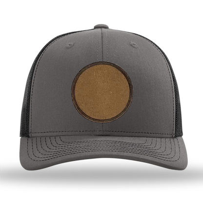 Charcoal/ Black Richardson Leather Patch Trucker Hat