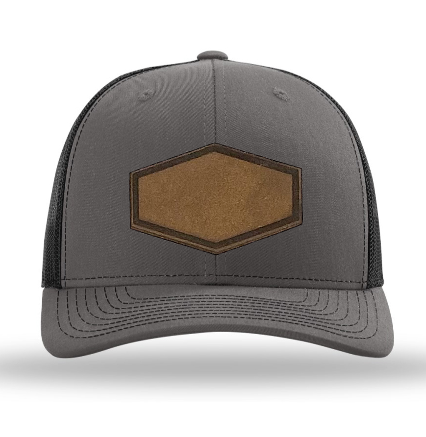 Charcoal/ Black Richardson Leather Patch Trucker Hat