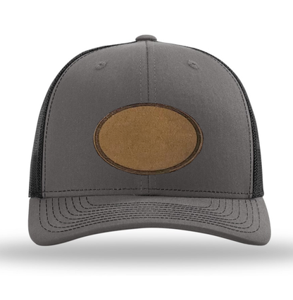 Charcoal/ Black Richardson Leather Patch Trucker Hat