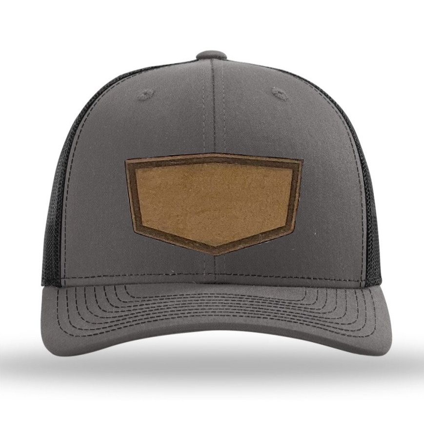 Charcoal/ Black Richardson Leather Patch Trucker Hat