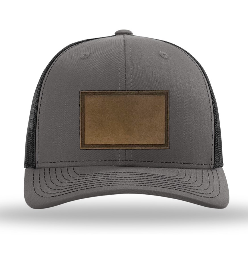 Charcoal/ Black Richardson Leather Patch Trucker Hat
