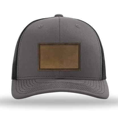 Charcoal/ Black Richardson Leather Patch Trucker Hat