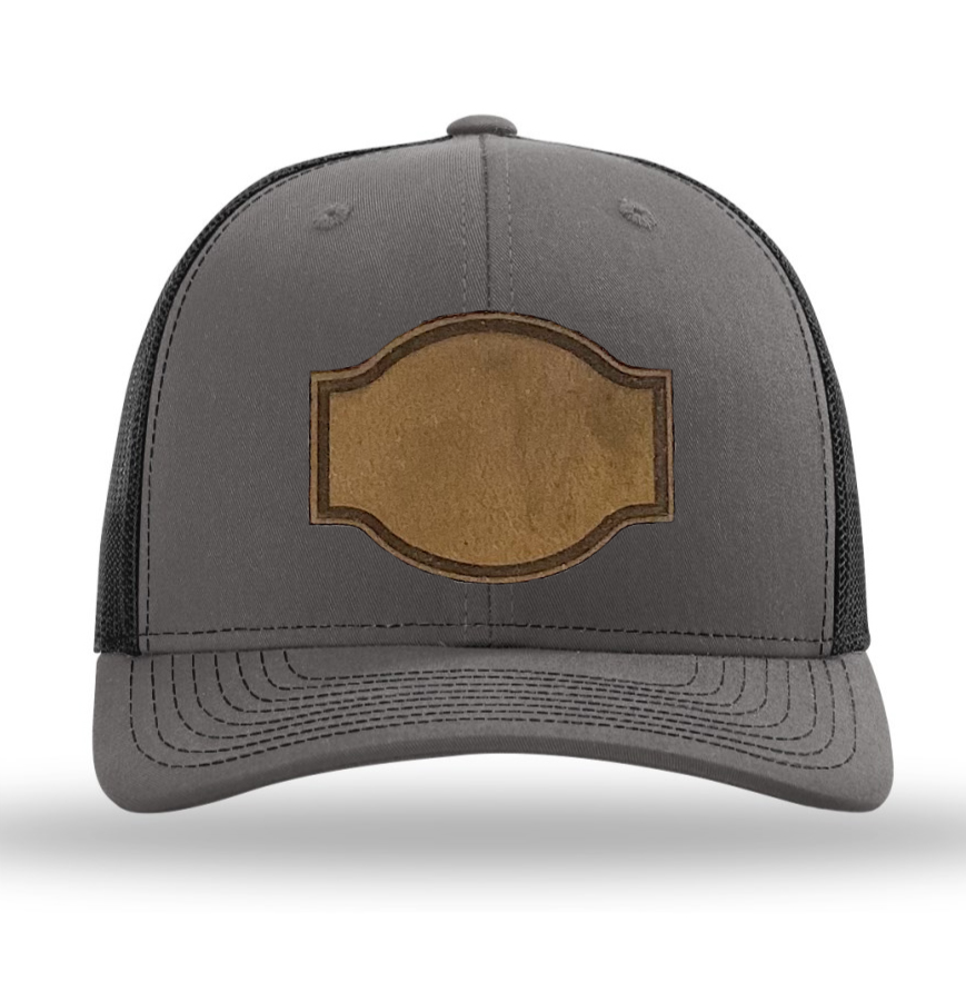 Charcoal/ Black Richardson Leather Patch Trucker Hat