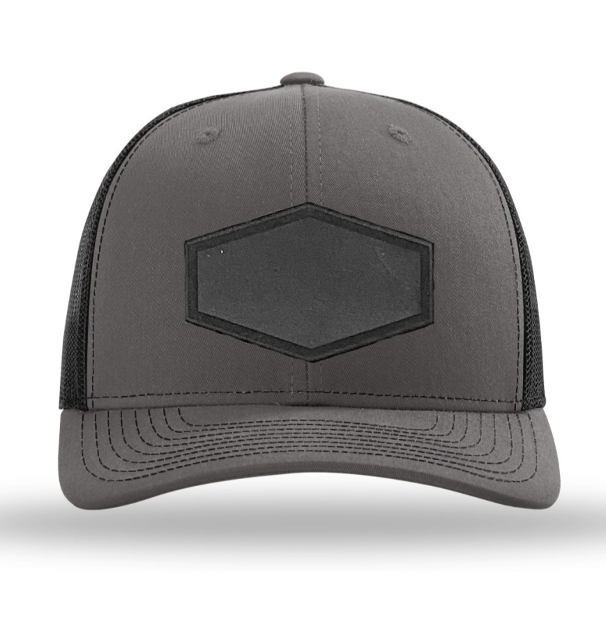 Charcoal/ Black Richardson Leather Patch Trucker Hat