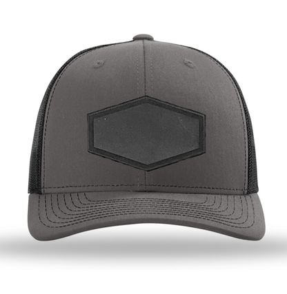 Charcoal/ Black Richardson Leather Patch Trucker Hat