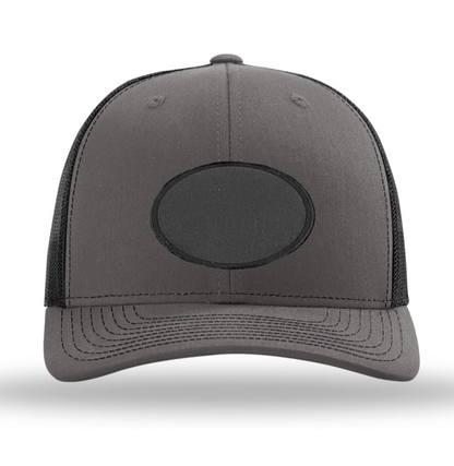 Charcoal/ Black Richardson Leather Patch Trucker Hat