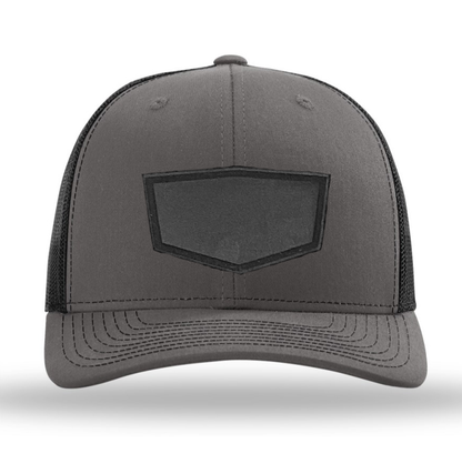 Charcoal/ Black Richardson Leather Patch Trucker Hat