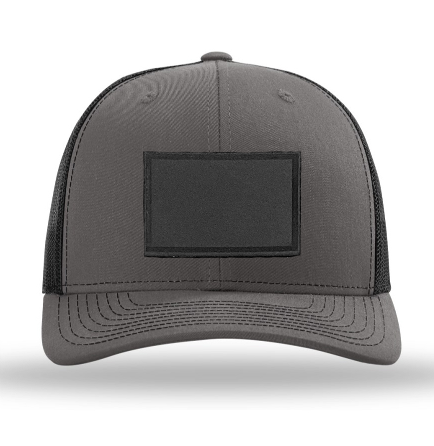Charcoal/ Black Richardson Leather Patch Trucker Hat