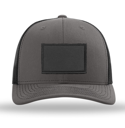 Charcoal/ Black Richardson Leather Patch Trucker Hat