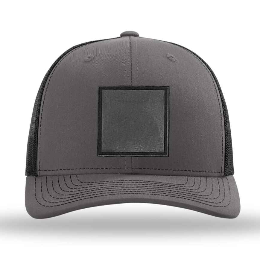 Charcoal/ Black Richardson Leather Patch Trucker Hat