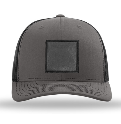 Charcoal/ Black Richardson Leather Patch Trucker Hat