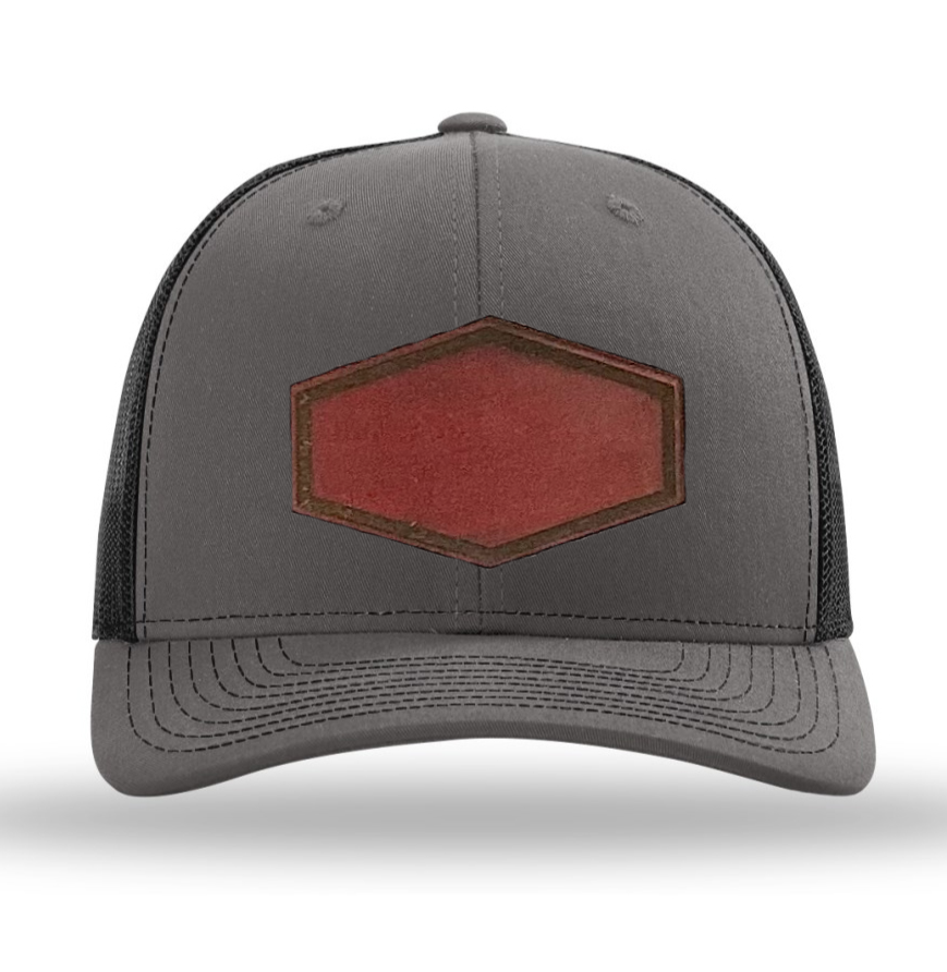Charcoal/ Black Richardson Leather Patch Trucker Hat
