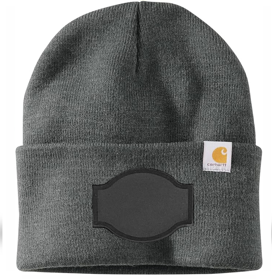 Coal Heather Carhartt Leather Patch Beanie