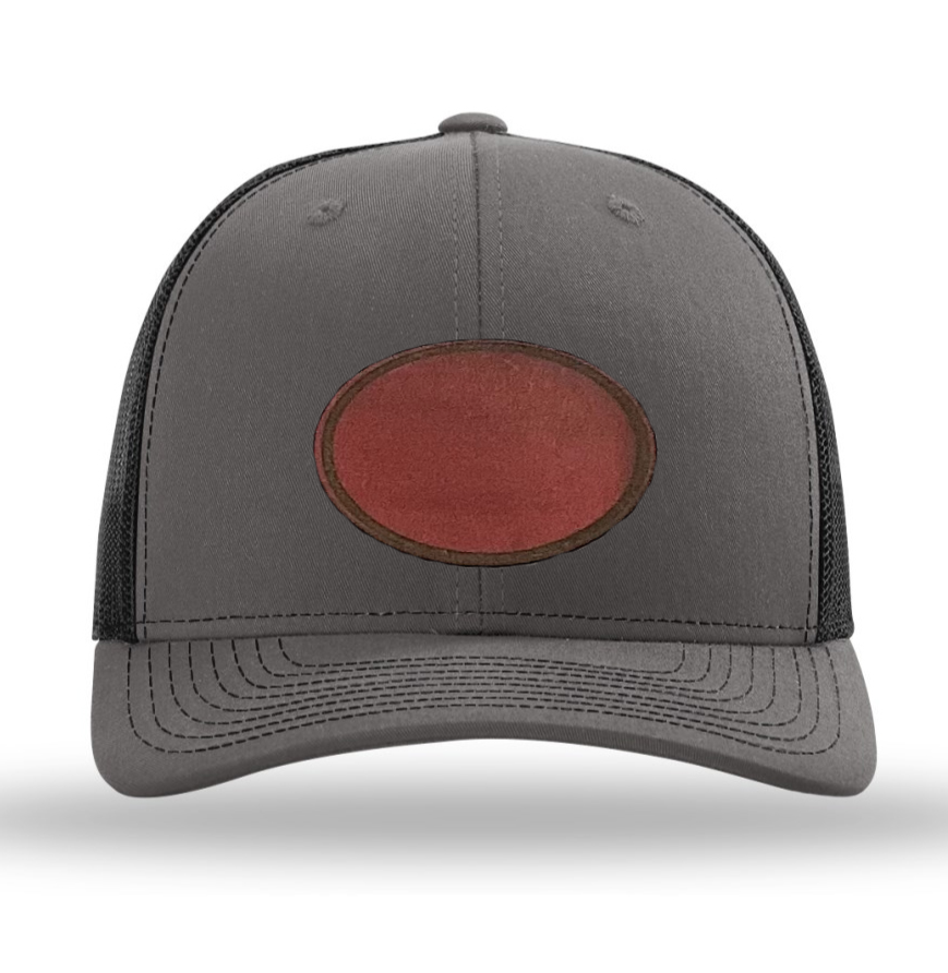 Charcoal/ Black Richardson Leather Patch Trucker Hat