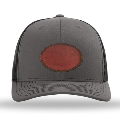 Charcoal/ Black Richardson Leather Patch Trucker Hat
