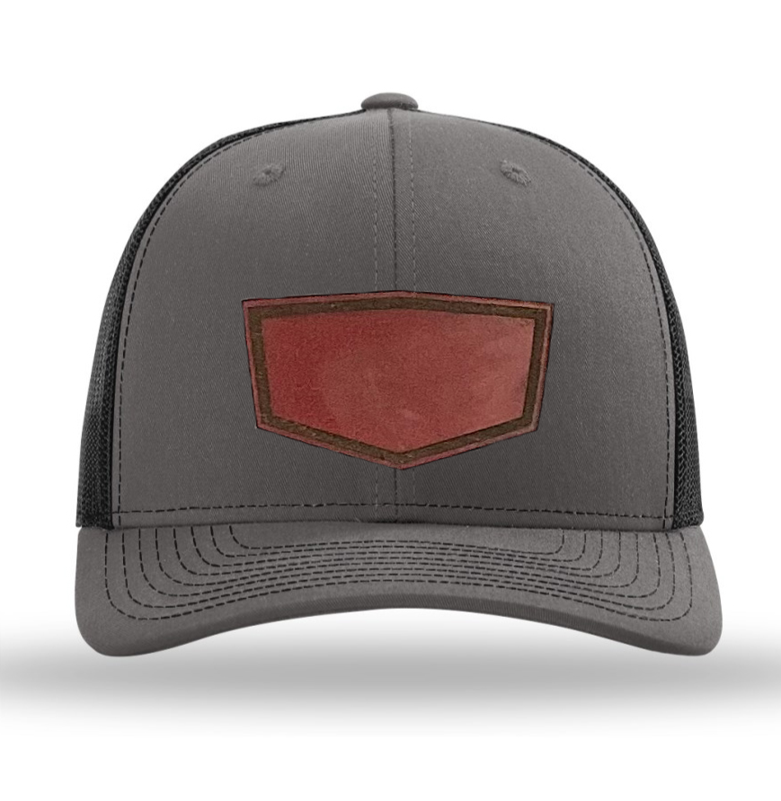 Charcoal/ Black Richardson Leather Patch Trucker Hat