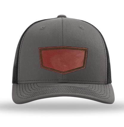 Charcoal/ Black Richardson Leather Patch Trucker Hat