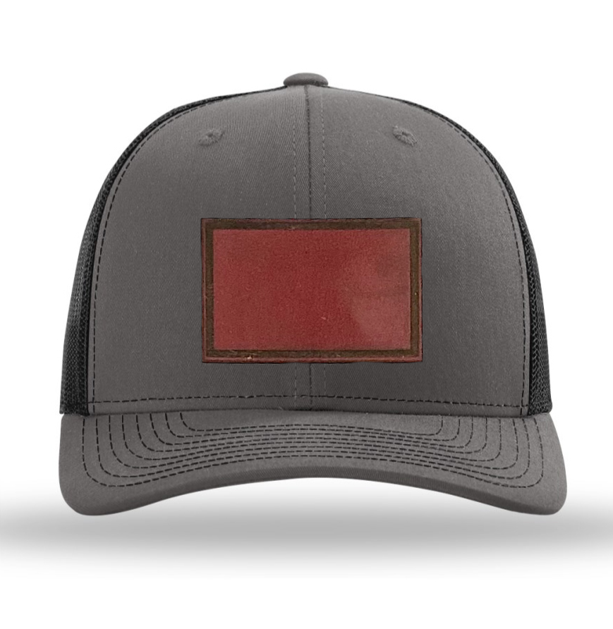 Charcoal/ Black Richardson Leather Patch Trucker Hat