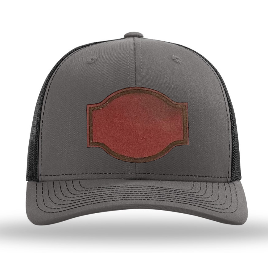 Charcoal/ Black Richardson Leather Patch Trucker Hat