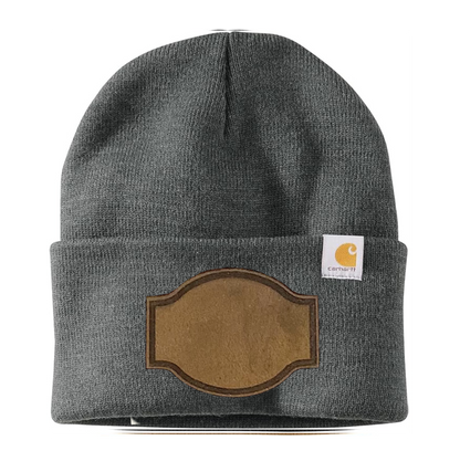 Coal Heather Carhartt Leather Patch Beanie