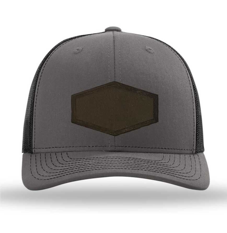 Charcoal/ Black Richardson Leather Patch Trucker Hat