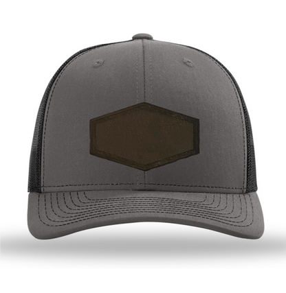 Charcoal/ Black Richardson Leather Patch Trucker Hat