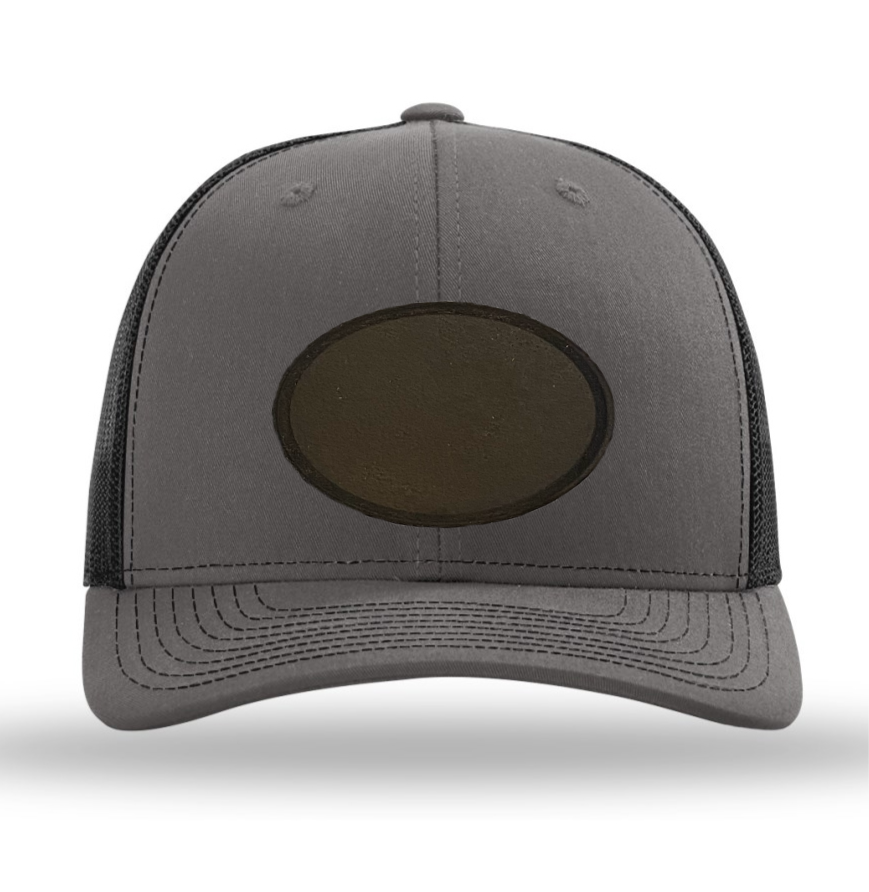 Charcoal/ Black Richardson Leather Patch Trucker Hat