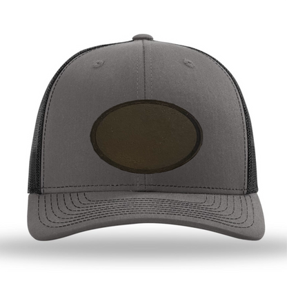 Charcoal/ Black Richardson Leather Patch Trucker Hat