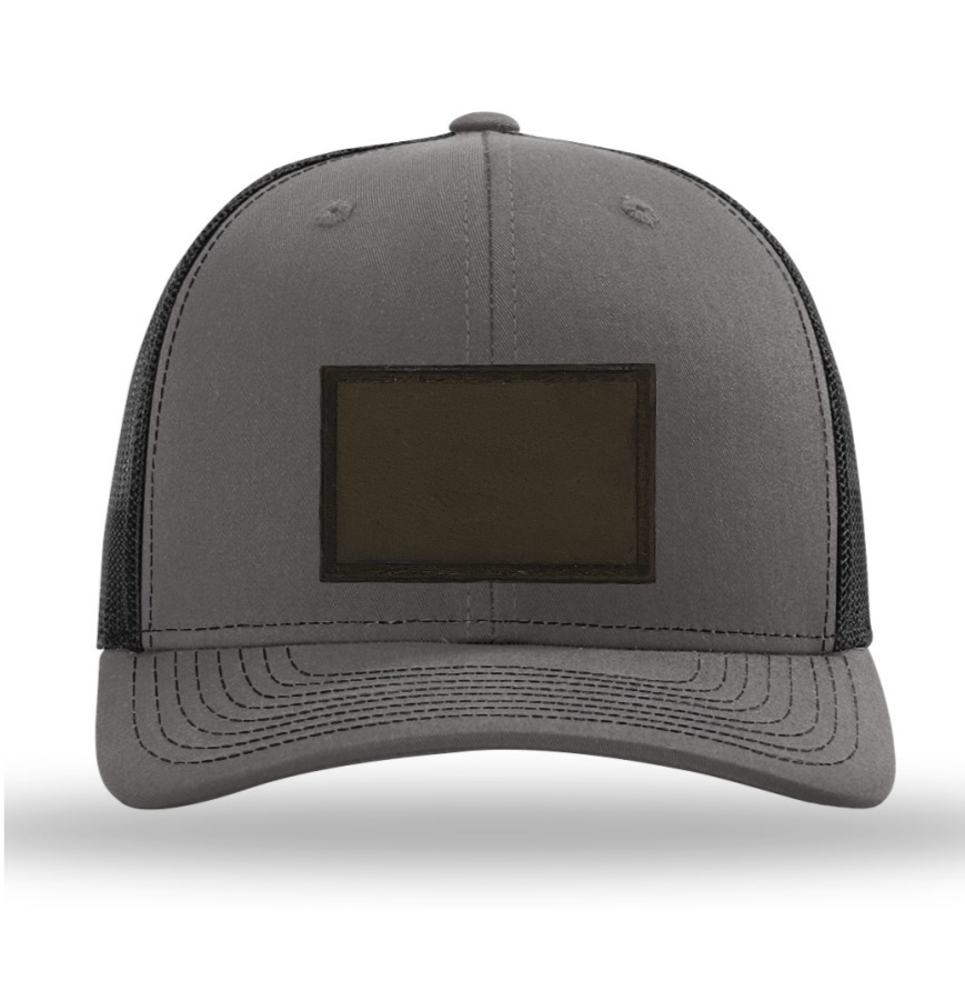 Charcoal/ Black Richardson Leather Patch Trucker Hat
