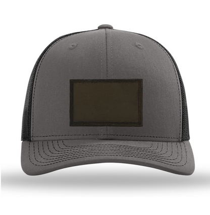 Charcoal/ Black Richardson Leather Patch Trucker Hat