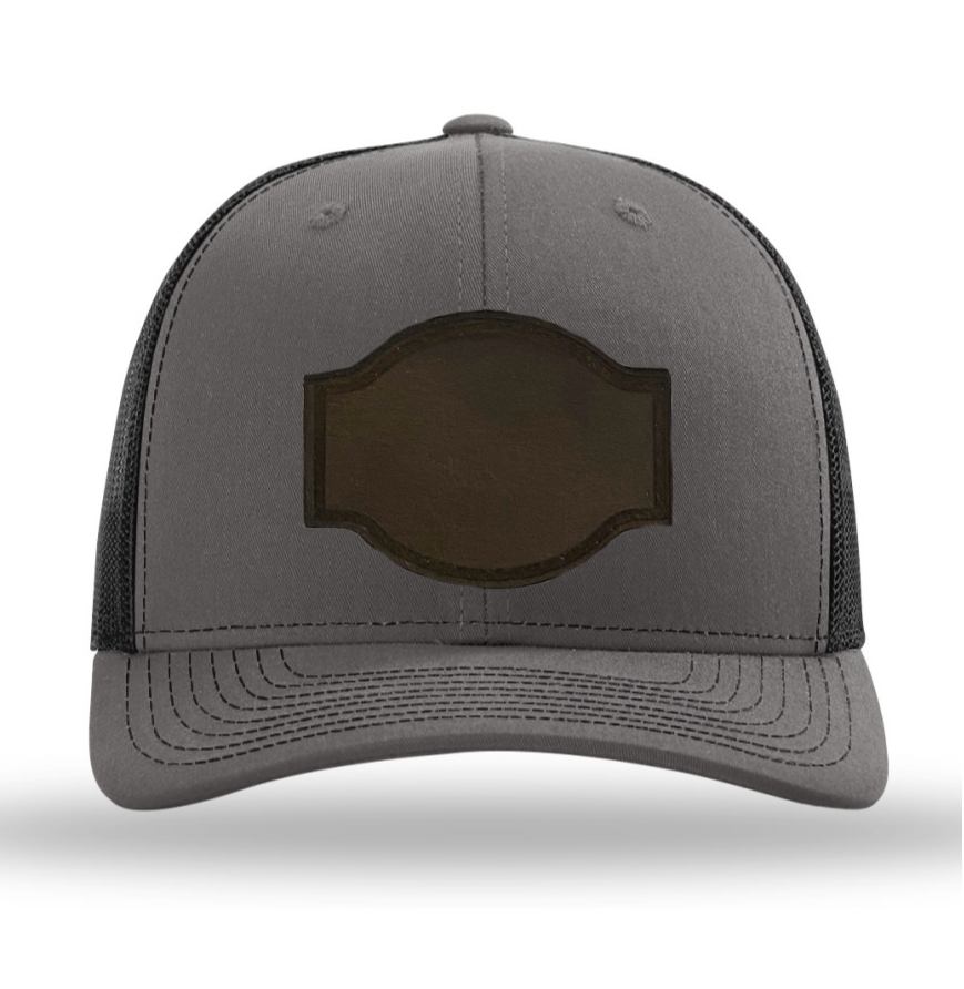 Charcoal/ Black Richardson Leather Patch Trucker Hat