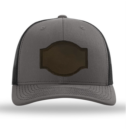 Charcoal/ Black Richardson Leather Patch Trucker Hat