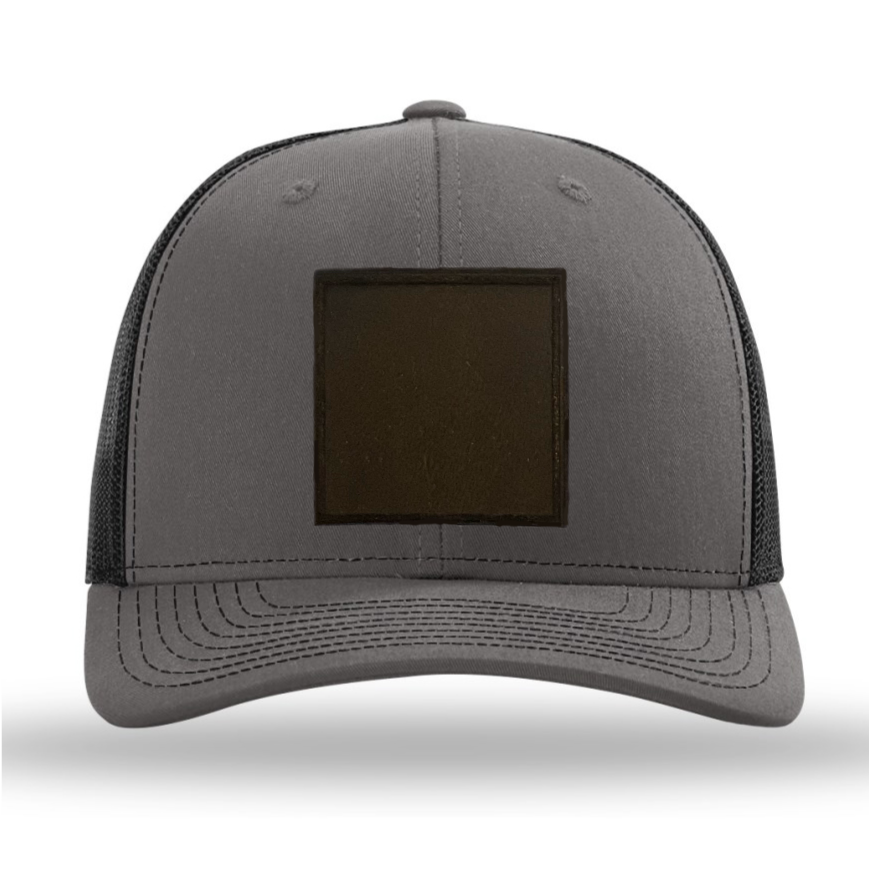 Charcoal/ Black Richardson Leather Patch Trucker Hat